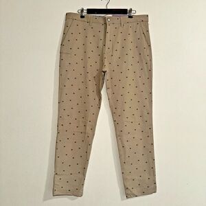 Construct Mens Pants‎ Slim Beige Flat Front Crab Pattern size 36x30 read 36x28